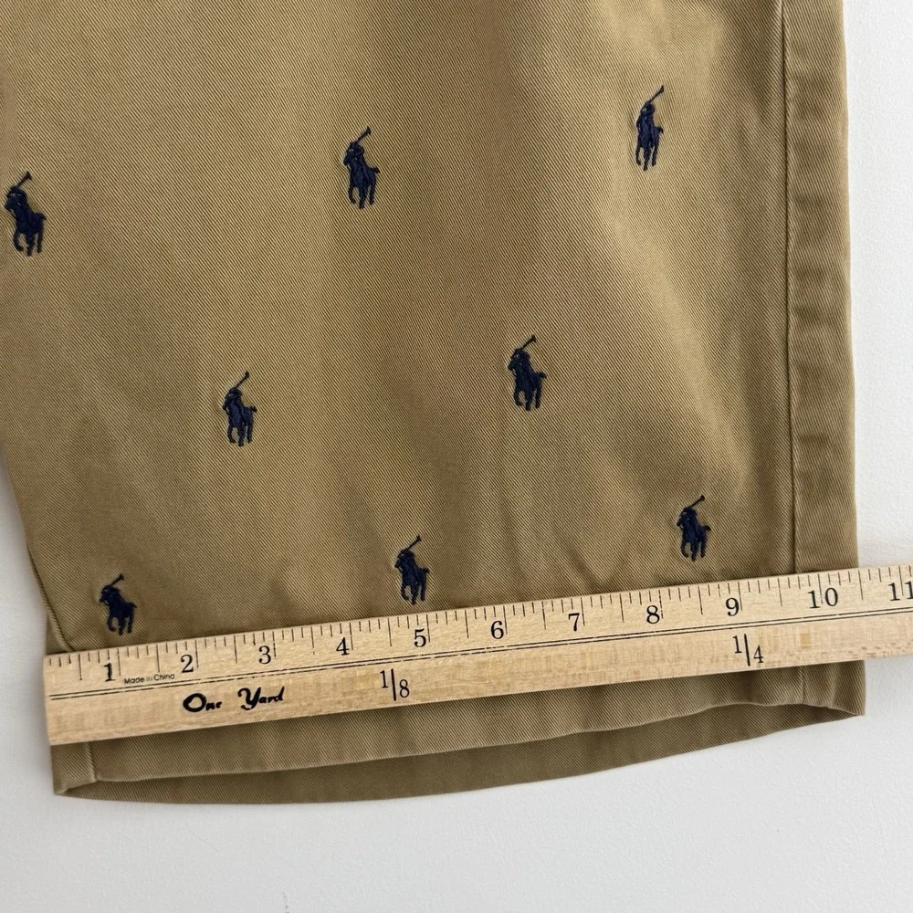 Polo Ralph Lauren Chino Shorts Men's 32 Khaki All Over Pony Embroidered Casual